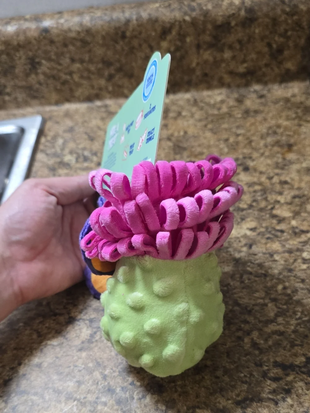 BARK Clown Fishing Around Plush Dog Toy - Green,‎ Pink, Orange Size Small 0-20 P